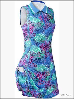 Sleeveless Active Dress with Inner Shorts & Pockets for Golf Tennis